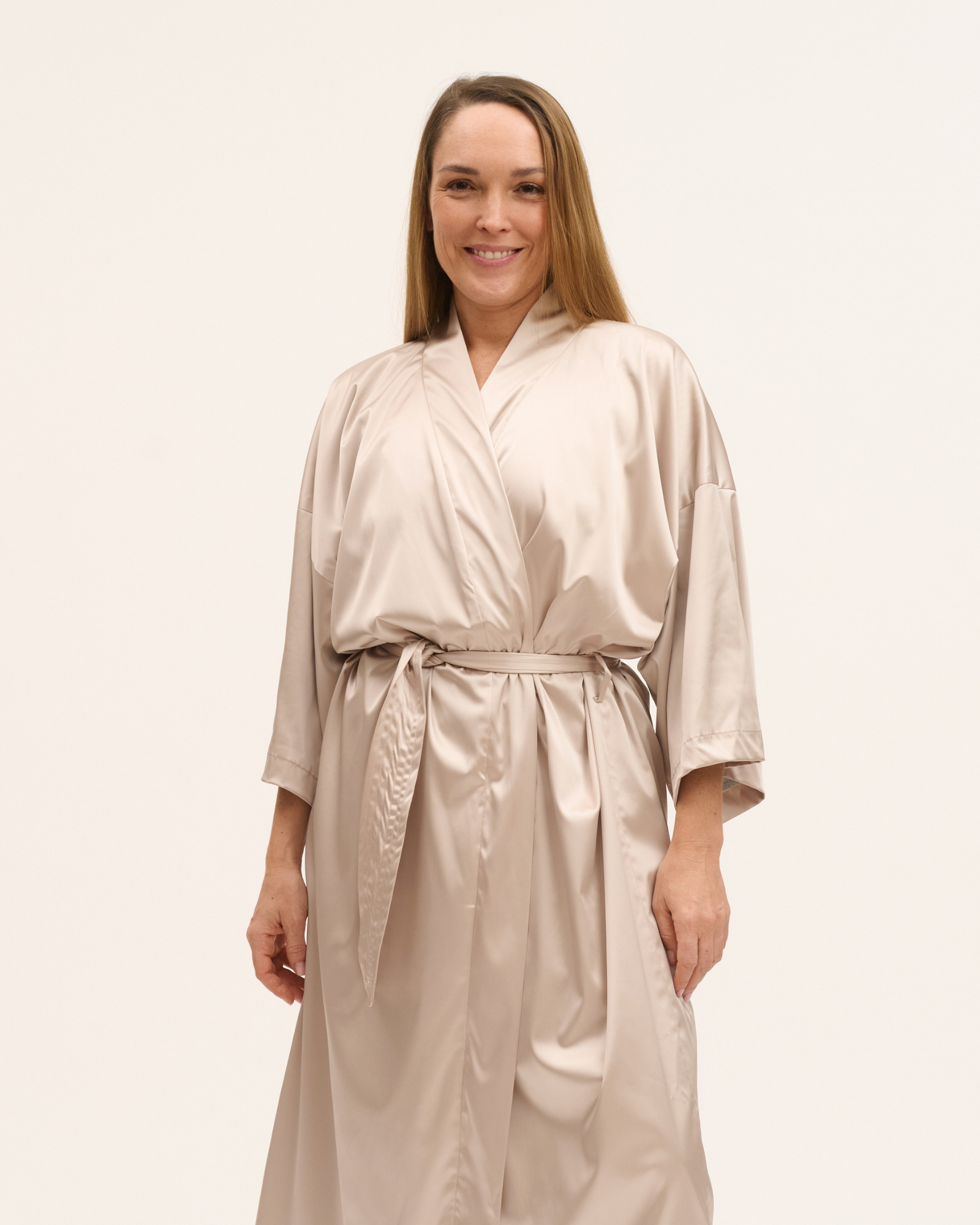 Satin-Kimono mit Jersey-Futter